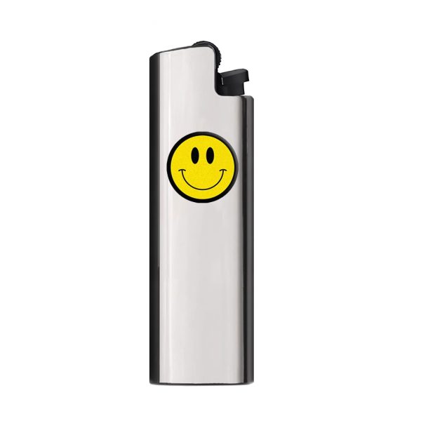 Silver Smiley Face Lighter Cover - Happy Design